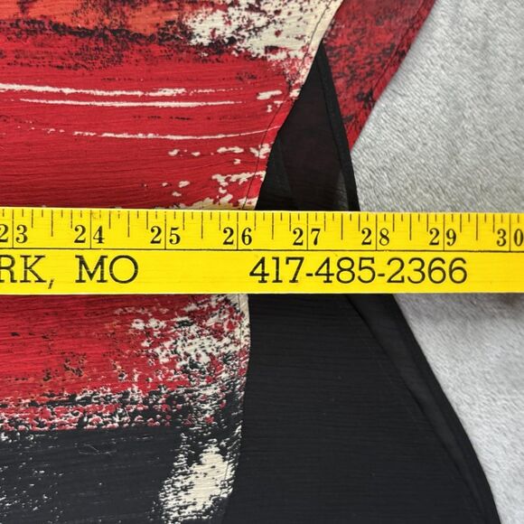 Catherines Shirt Womens 4X Red Black Abstract Asymmetrical Hem Chiffon Tunic - Picture 8 of 11